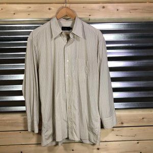Walker Slater Men’s Cream w/Stripes Dress Shirt L
